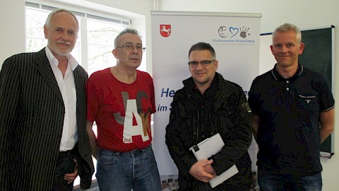 von links: Jürgen Wiemann (Seminarleiter BS), Geir-Inge (Lehrer an der norw. BBS), Claus Joest (Seminarleiter H) und Bjørn-Erik Buøen (stellvertr. Schulleiter der norw. BBS